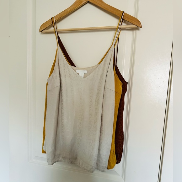 Satin camisole . Pack of 3 in Yellow, Beige/cream & Brown color - Picture 1 of 10